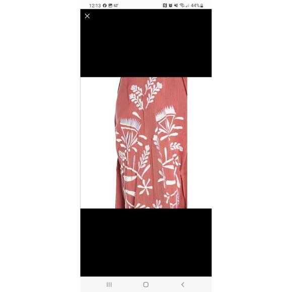 Tularosa Embroidered Rose Top Long Sleeve Persimmon Orange Size Small Bohemian - Picture 12 of 12